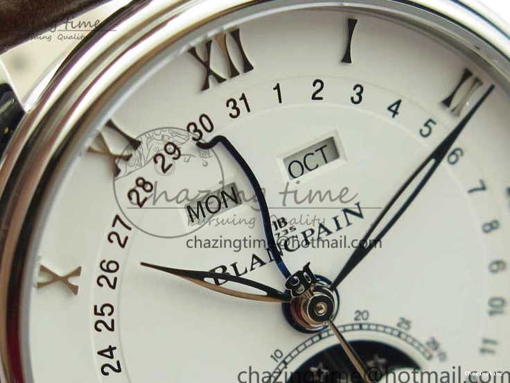 0302 Villeret 6654 SS Complicated Function OMF 1:1 Best Edition White Dial on Brown Leather Strap A6654 V Popular 7904